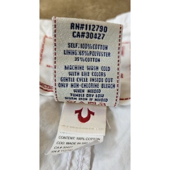 True Religion Womens Military Cargo Pants 26 White Straight Adjustable Waist/Leg - Picture 16 of 16